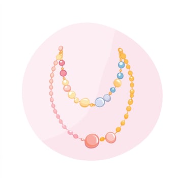 A necklace with colorful beads on a pink background vector