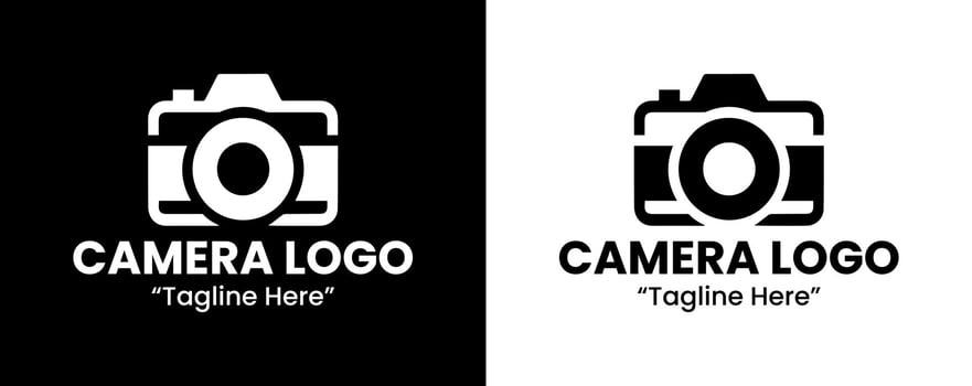 Elegant Black and White Camera Logo with Lens and Circular Design vector