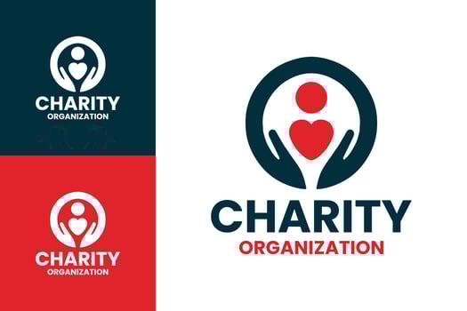 Clean and Professional Charity Organization Logos for Non-Profit Outreach in Red and Blue vector