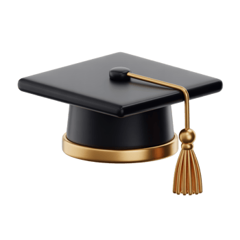 Glossy Academic Mortarboard with Golden Tassel on Transparent Background png
