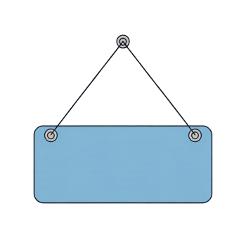 Hanging Light Blue Signage with String and Grommets on Transparent Background png