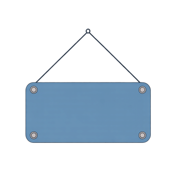 Hanging Blue Signboard on String with Rivets Transparent Background Simple Display Board png