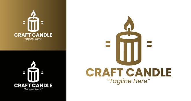 Creative and Elegant Craft Candle Logo in Gold and Brown for Branding and Marketing vector