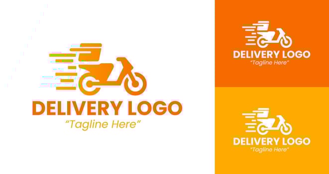 Creative and Professional Delivery Service Logo with Scooter Motion in Orange vector