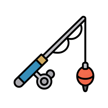 Minimalist Fishing Rod Design With Orange Float On Transparent Background png