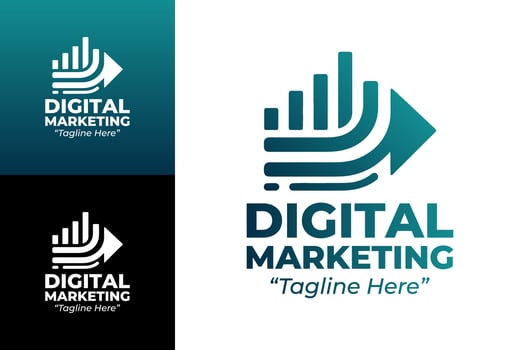 Clean and Modern Digital Marketing Logo Design for Professional Business Growth Branding vector