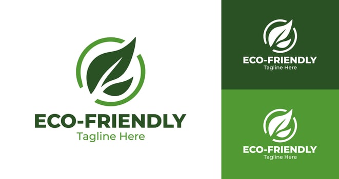 Minimalist Eco-Friendly Logo with Leaf Icon for Sustainable Business Branding in Green and White vector