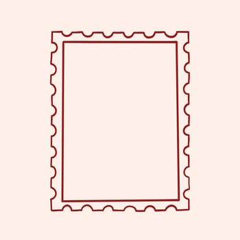 Frame like a postage stamp. Hand drawing holiday border. Vintage whimsical background for greeting cards, wedding, invitations, social media vector
