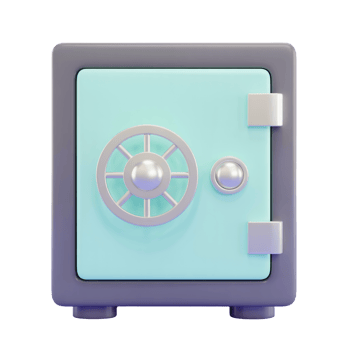 Safe Box 3D Render with Combination Lock Mechanism on Transparent Background png