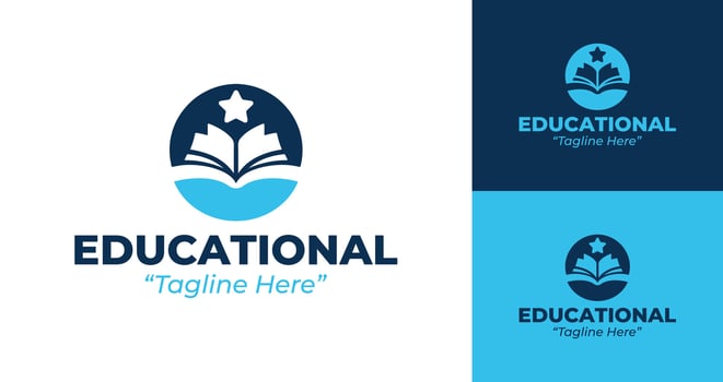 Educational Logo for Digital Platforms in Blue and White Colors vector