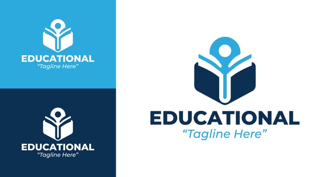 Modern Educational App Logo with Blue and White Color Design vector