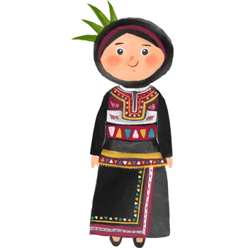 Cute girl cartoon character in traditional clothing of Indonesia png