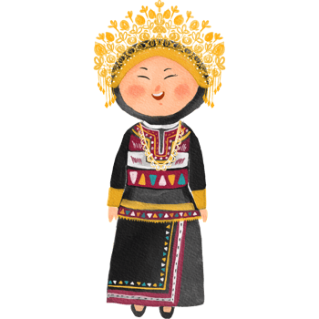 Cute girl in traditional clothing of Sumatera in Indonesia png