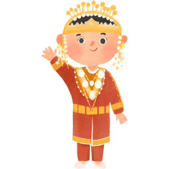 Cute cartoon girl in traditional outfit of Indonesia png