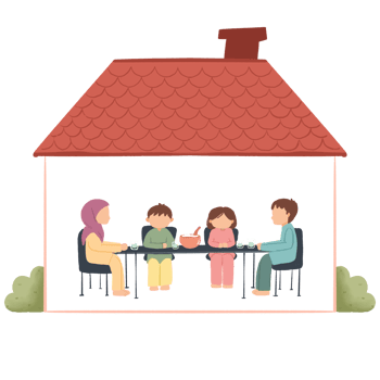 Sweet family in a house png