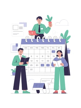Team planning schedule calendar meeting business people vector
