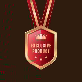golden badge with crown and the words exclusive product vector