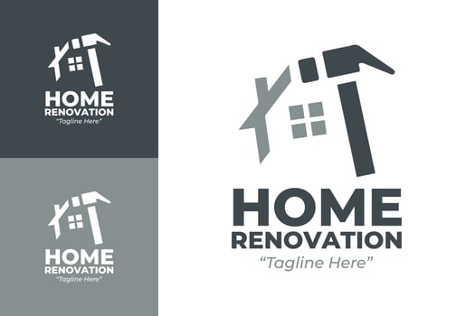 Sleek and Modern Home Renovation Logos with Hammer and House for Branding vector