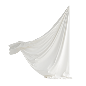 White flowing fabric with smooth texture and elegant drape in motion png