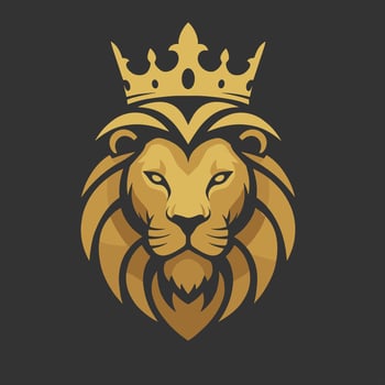 Royal king lion crown symbols. Elegant gold Leo animal logo. Premium luxury brand identity icon. illustration vector