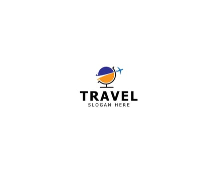 travel around the world icon logo planet with plane illustration vector