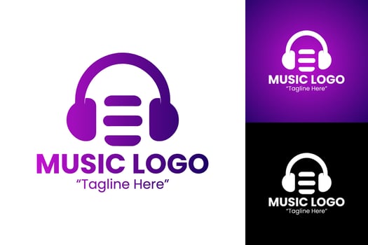 Purple Music Headphones Logo with Clean and Modern Design for Streaming Services vector