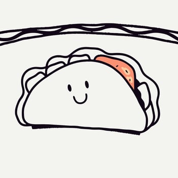Happy Taco Cartoon Illustration, Cute Food Drawing vector