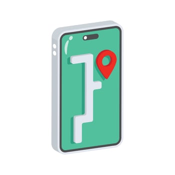 Grab this 2d icon of mobile gps with pin vector