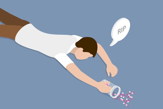 3D Isometric Flat Conceptual Illustration of Opioid Overdose Epidemic, Drug Addiction vector
