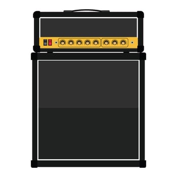Realistic classic guitar amplifier head and cabinet, illustration vector