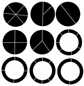 black circle segment diagram set vector