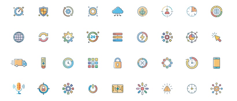 Minimal Flat Benefit Icon Set Color Illustration vector