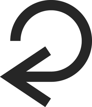 Back arrow rotating counterclockwise, forming a circular shape that symbolizes the undo action, set against a clean white background for clarity and emphasis vector
