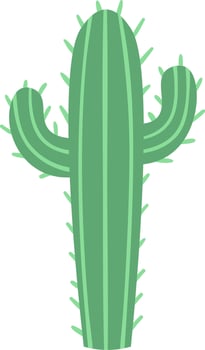 Saguaro cactus featuring two arms, thriving in a hot desert environment, presented as a minimalist illustration on a clean white background, embodying modern graphic design vector