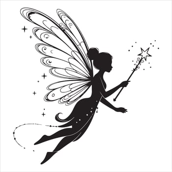Silhouette of a Fairy with Star Wand vector