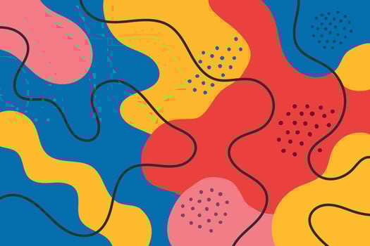 Abstract Playful Fluid Shapes in Bold Primary Colors vector