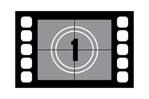 One figure on a cinema screen. film strip retro style. vector
