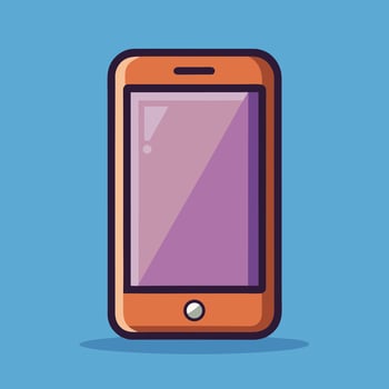 Modern orange smartphone illustration on blue vector