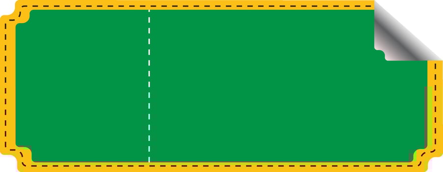 Folded sticker ticket green and gold vector