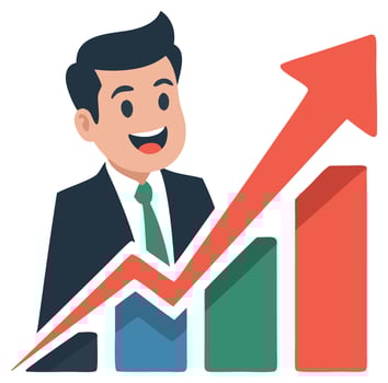 A man in a suit is smiling and pointing up vector