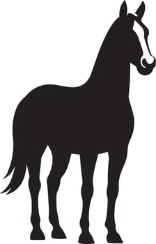 Horse silhouette black design simple pose, Standing horse in minimal sketch style vector