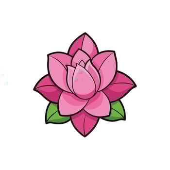 Elegant pink lotus flower illustration with dark outline detail vector