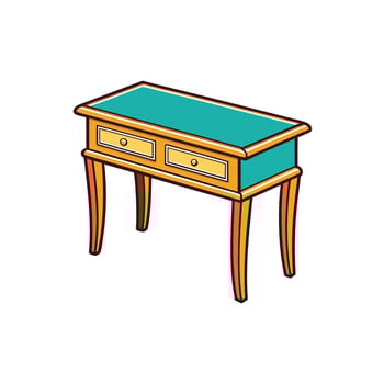 Antique desk illustration with drawers and decorative legs vector