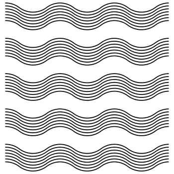 Set of wavy, waving, billowy lines. illustration pattern. vector