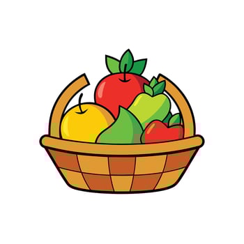 Illustration of fruit basket filled with fresh healthy fruits vector