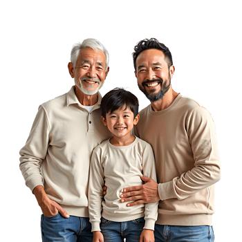 Multi-Generational Family with Grandfather png