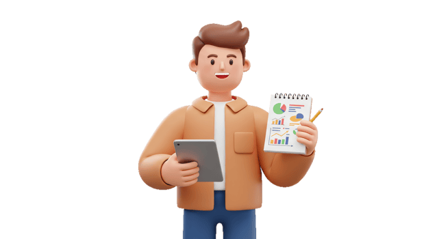 Man holding a clipboard and holding a tablet png