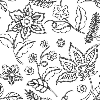 Coloring book. Seamless pattern of abstract flowers. Illustration in doodle style vector