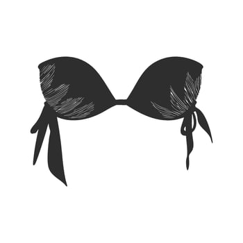 Bikini Top Silhouette Illustration. Fashion And Beachwear Design Isolated Illustration vector