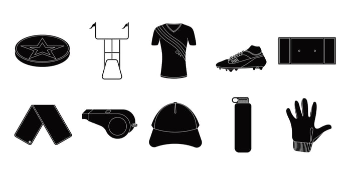 Ultimate Frisbee Items Equipment Silhouette Illustration Set vector